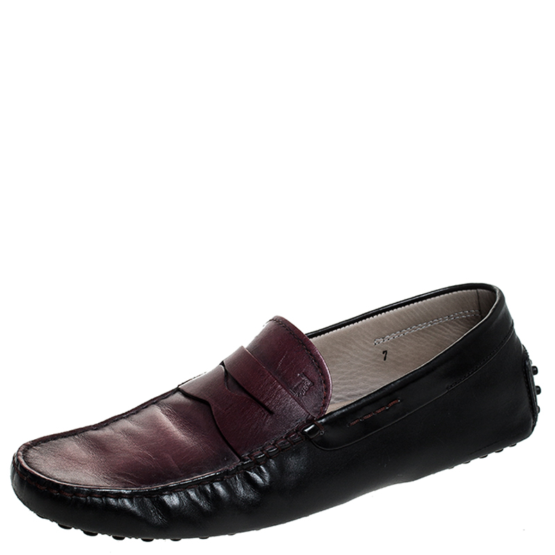 Pre Owned حذاء لوفرز تودز بيني جلد ثنائي اللون مقاس 41