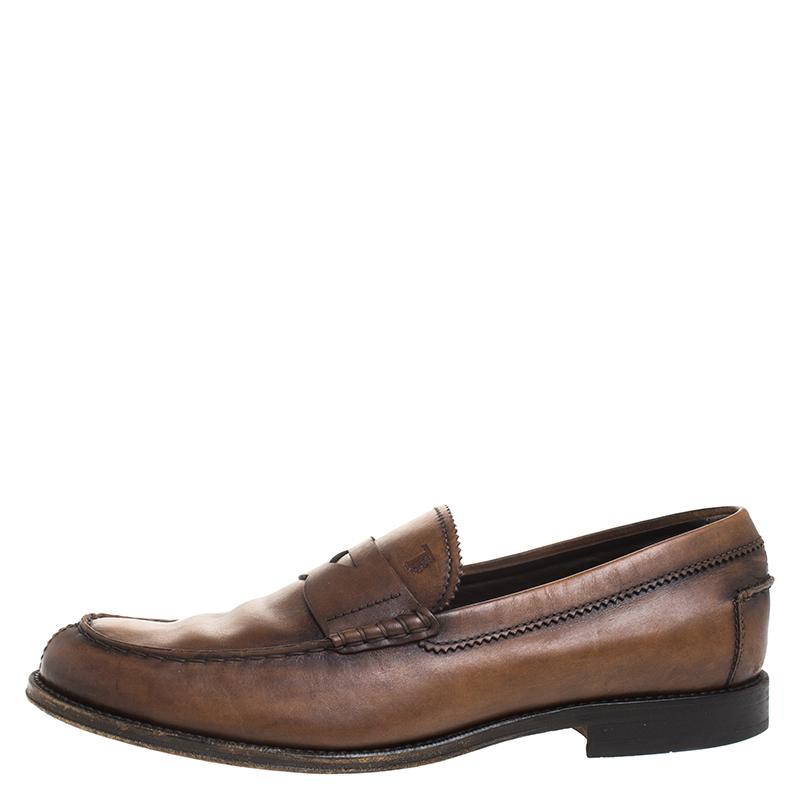 

Tod's Brown Leather Penny Loafers Size