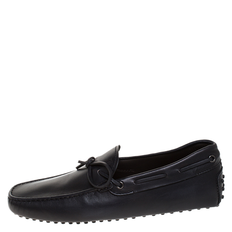 

Tod's Black Leather Gommino Bow Loafers Size