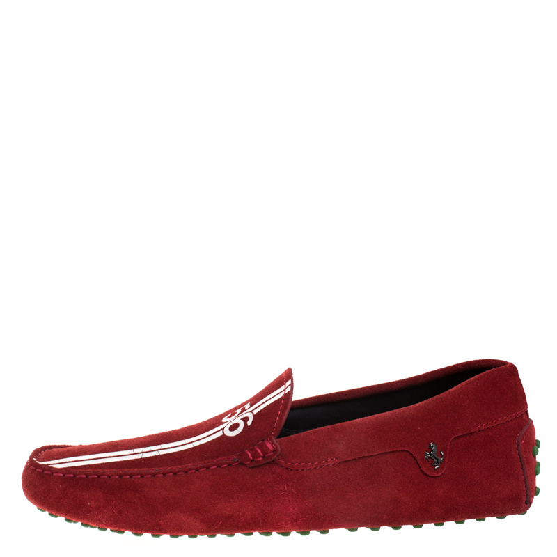 

Tod’s for Ferrari Red Suede Limited Edition Gommino Loafers Size