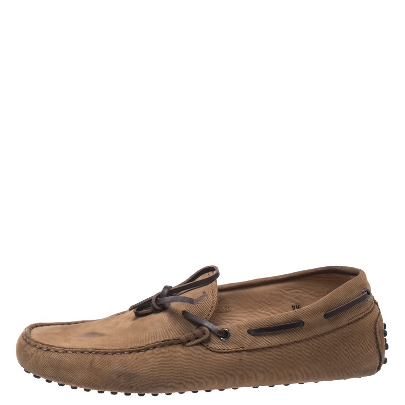 

Tod's Brown Nubuck Bow Slip On Loafers Size