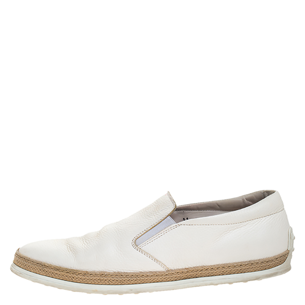 

Tod's White Leather Slip On Sneakers Size