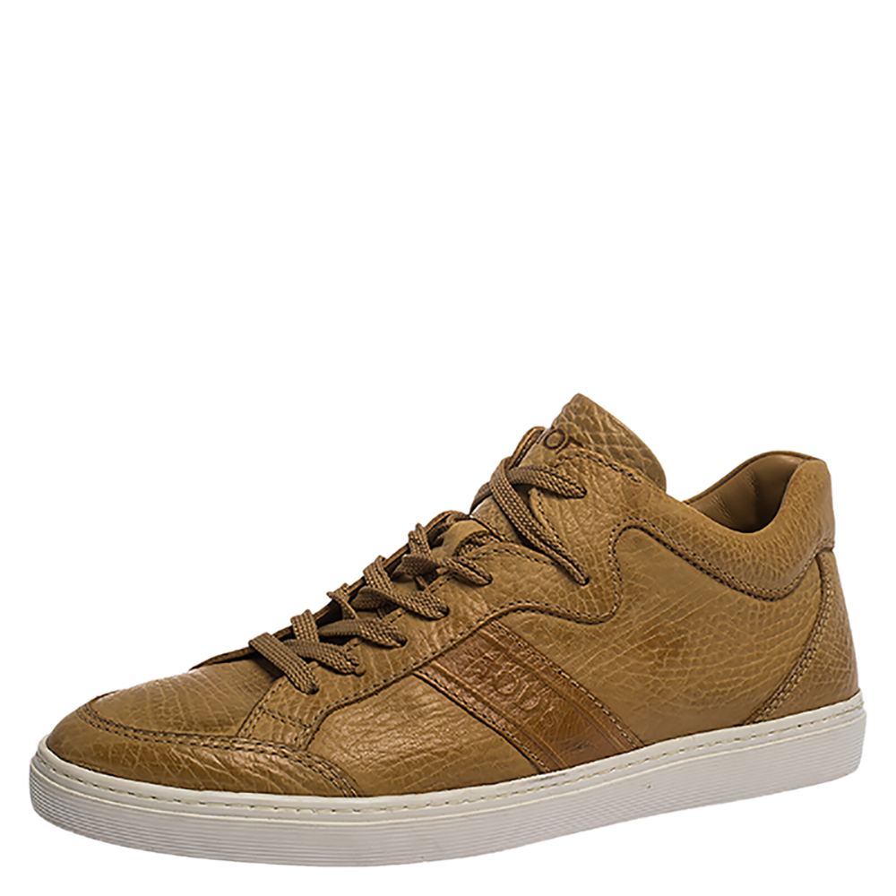 Pre Owned Tod's Brown Leather Low Top Sneakers Size 39.5