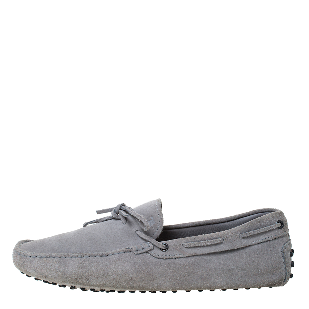 

Tod's Grey Suede Bow Detail Driving Loafers Size