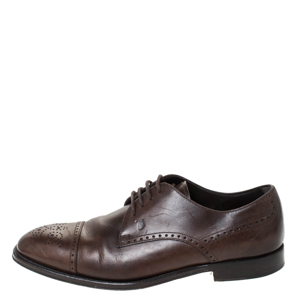 

Tod's Brown Brogue Leather Lace Up Derby Size