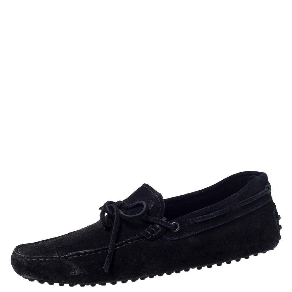 black suede driving loafers