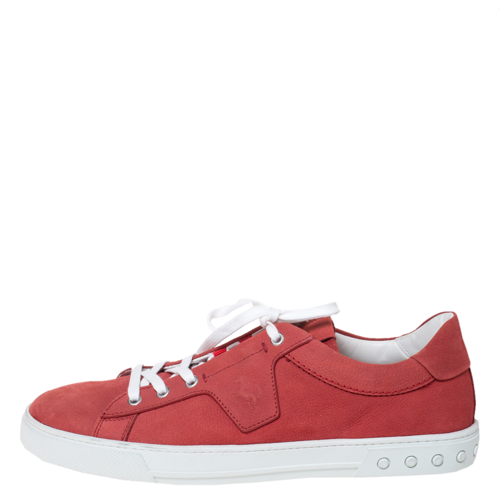 

Tod's By Ferrari Red Leather Low Top Sneakers Size