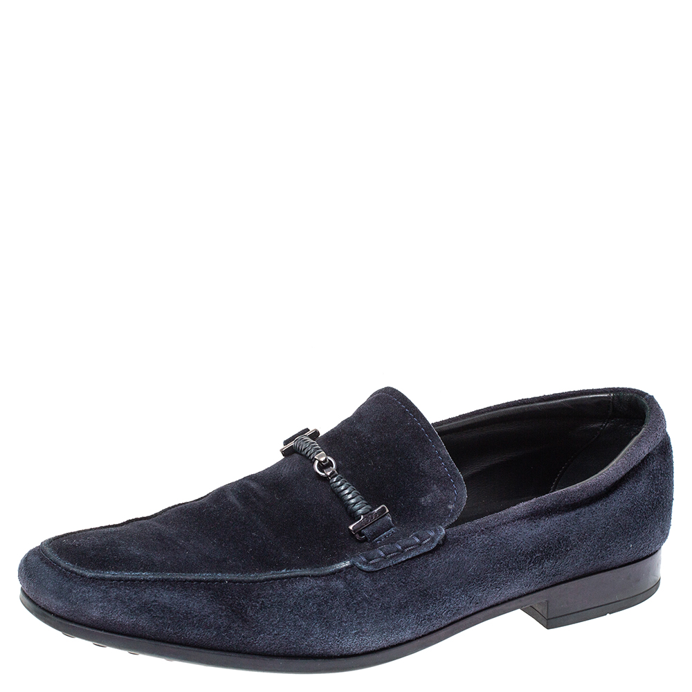 

Tod's Blue Suede Braided Bit Loafers Size