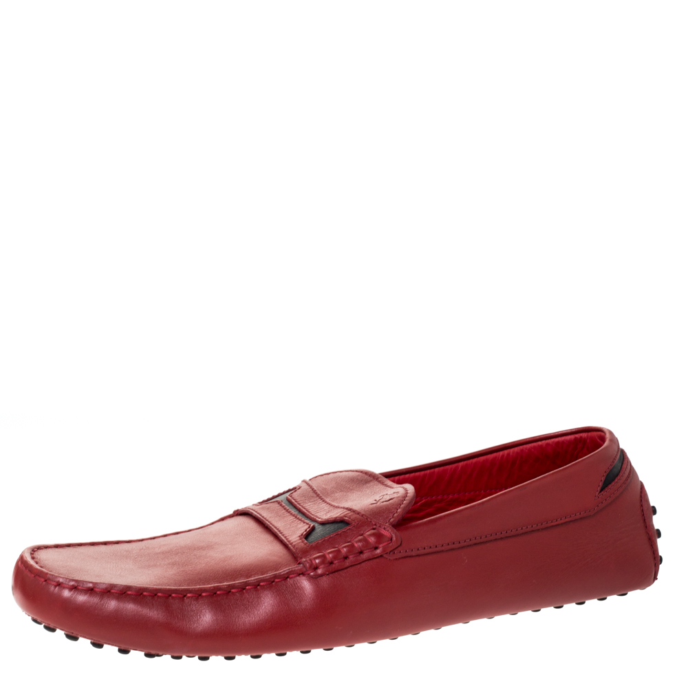 

Tod's For Ferrari Red Leather Slip On Loafers Size 47