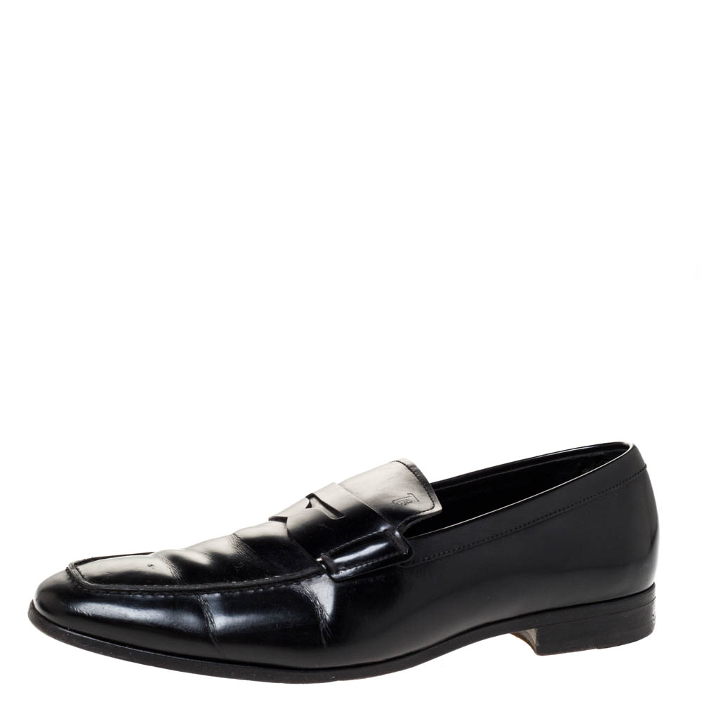 

Tod's Black Leather Penny Slip On Loafers Size 40