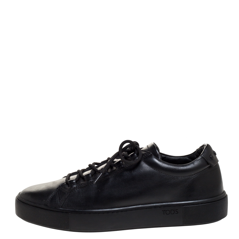 

Tod's Black Leather Lace Up Sneakers Size