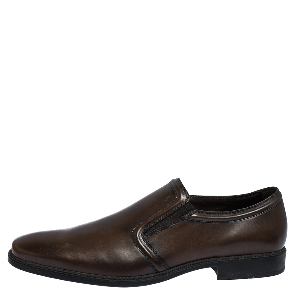 

Tod's Brown Leather Slip On Loafers Size