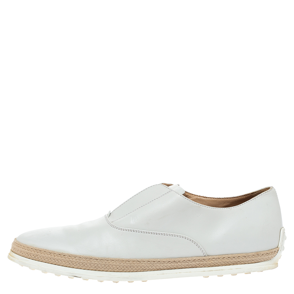 

Tod's White Leather Espadrille Slip On Sneakers Size