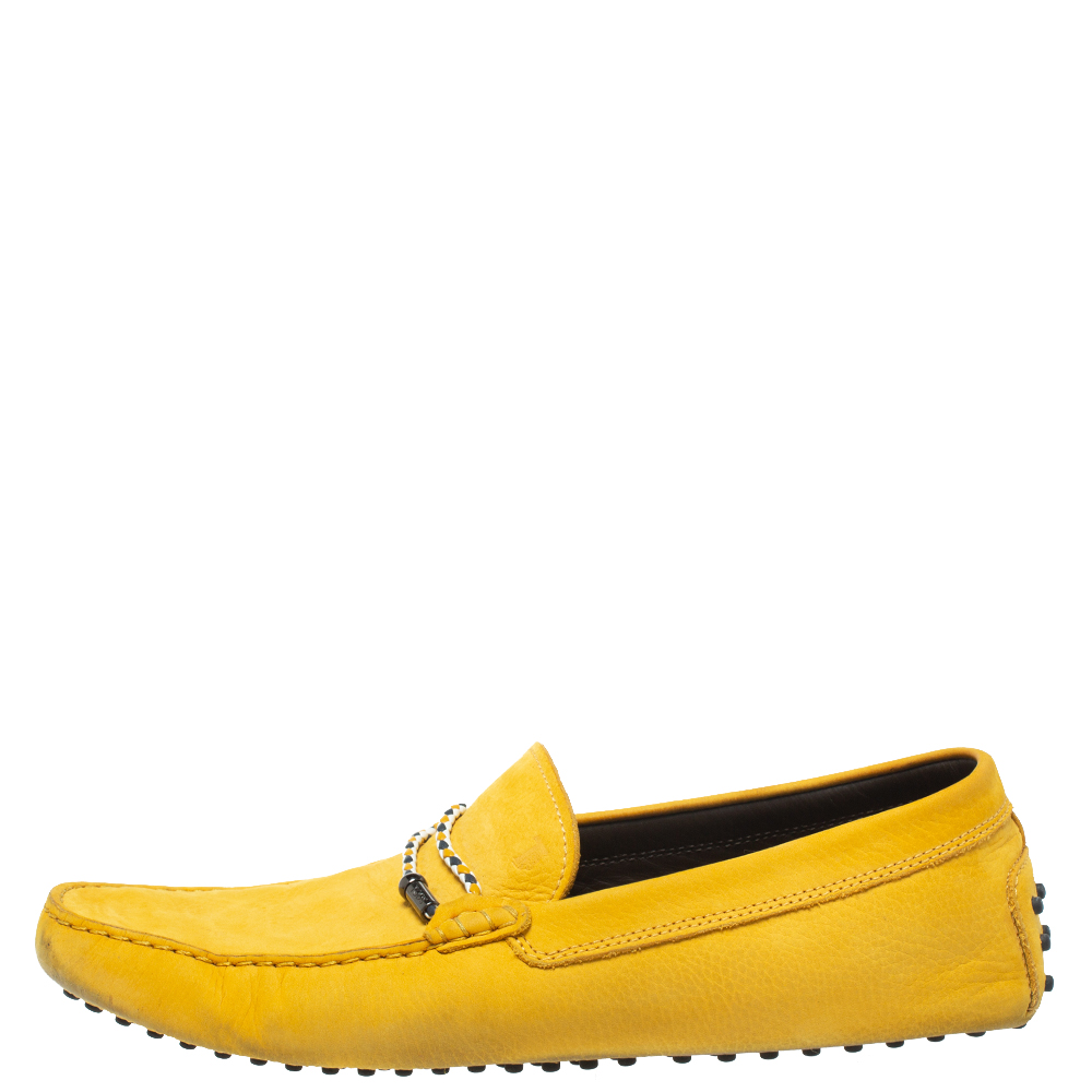 

Tod's Yellow Nubuck Leather Slip On Loafers Size
