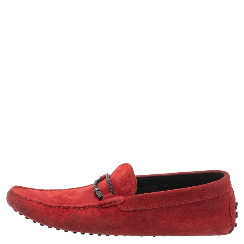 

Tod's Red Suede Slip On Loafers Size