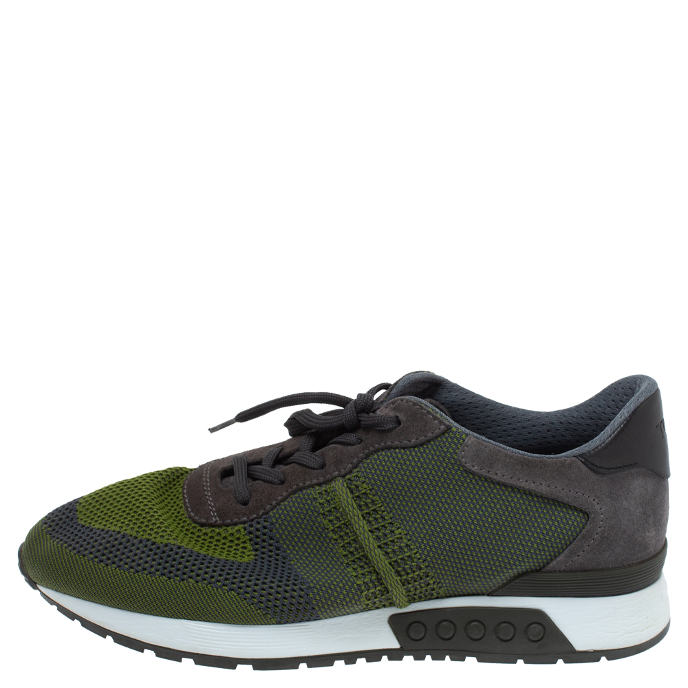 

Tod's Green Mesh/Suede and Leather Low Top Sneakers Size