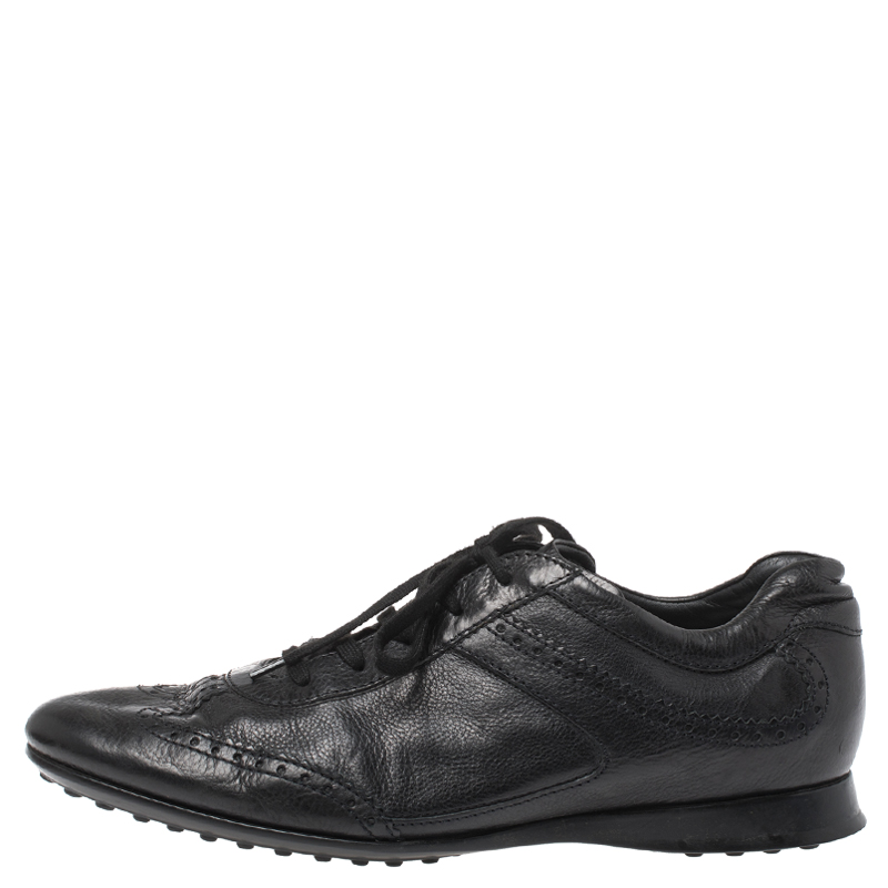 

Tod's Black Brogue Leather Lace Low Top Sneakers Size