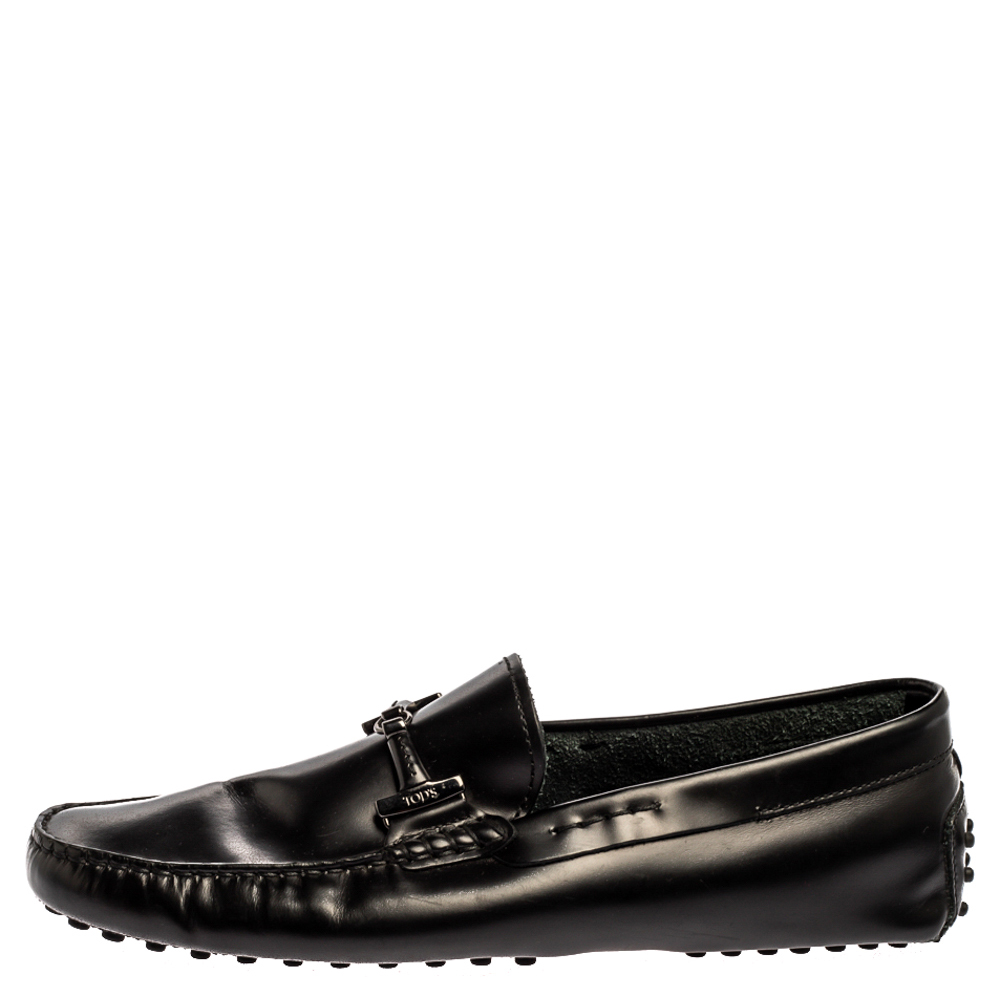 

Tod’s Black Leather Double T Slip On Loafers Size
