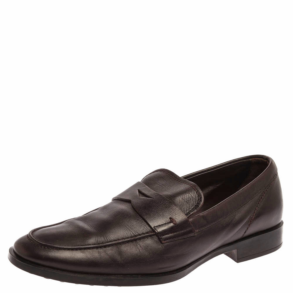 

Tod's Dark Brown Leather Penny Loafers Size