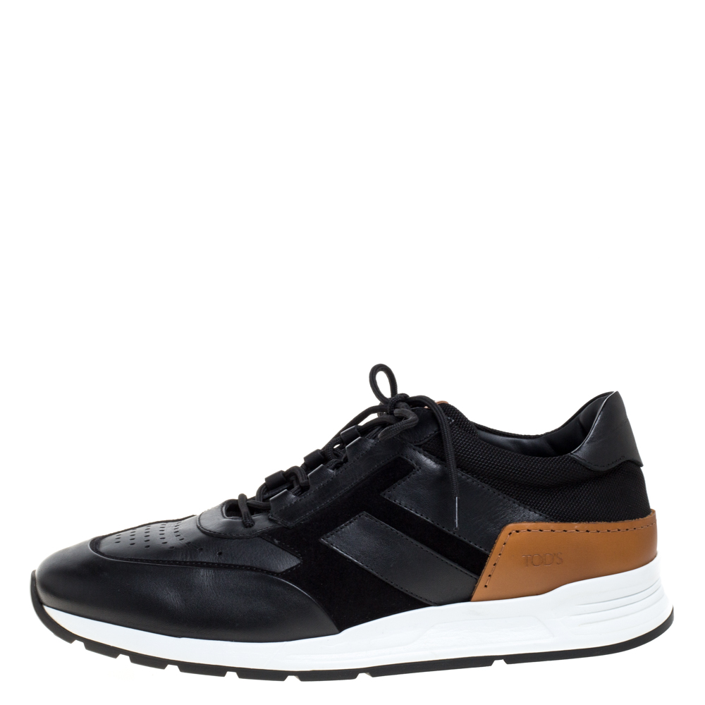 

Tod's Black Suede Leather And Mesh Lace Up Sneakers Size