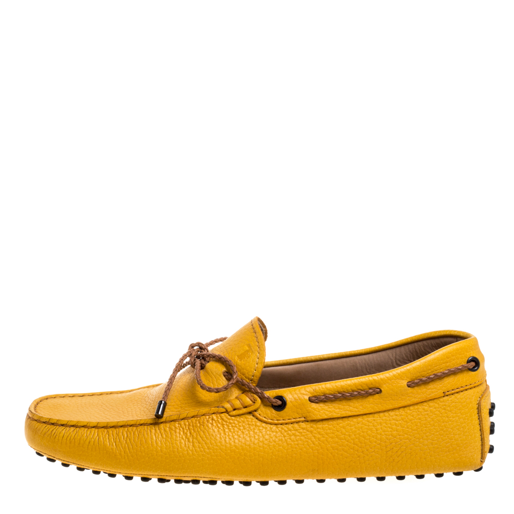 

Tod's Yellow Leather Gommino Driving Bow Loafers Size