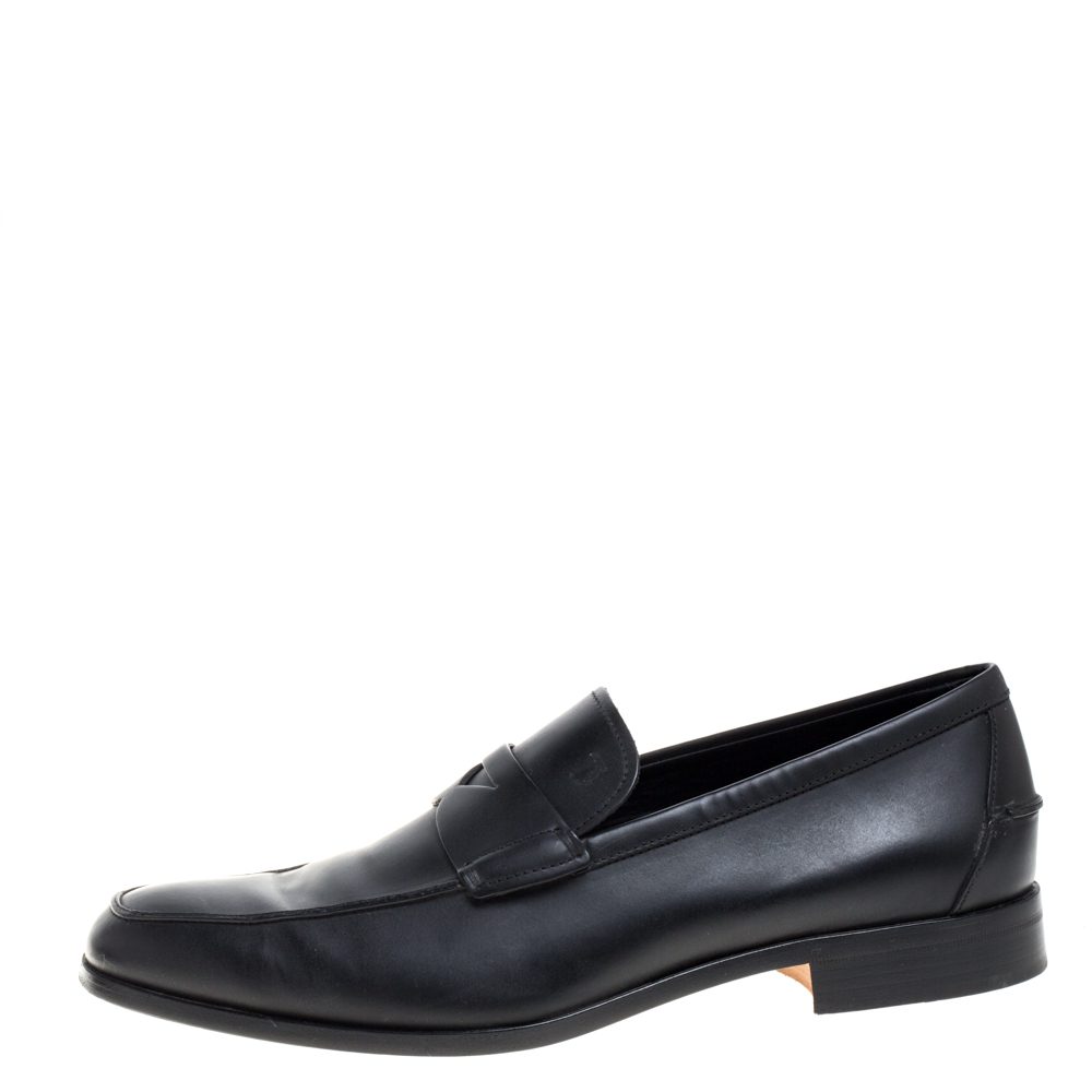 

Tod's Black Leather Penny Loafers Size