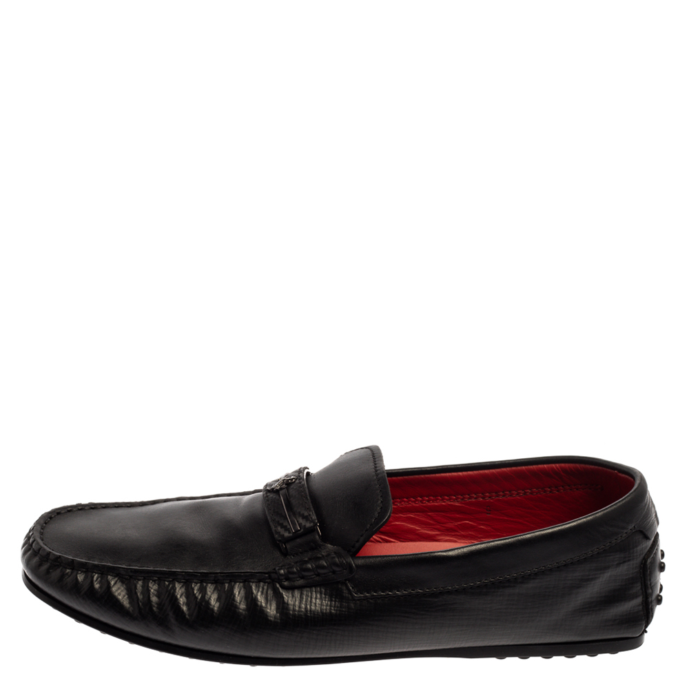 

Tod's For Ferrari Black Leather Slip On Loafers Size