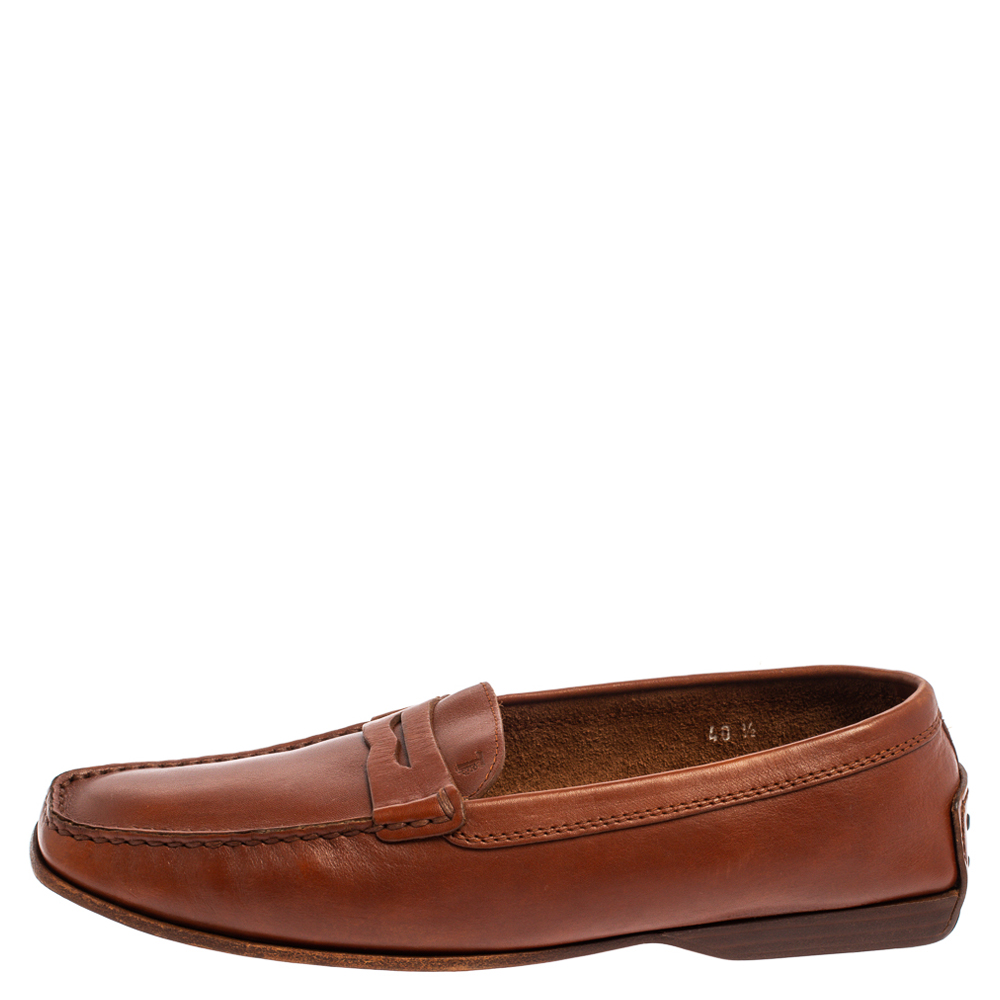 

Tod's Brown Leather Penny Slip On Loafers Size
