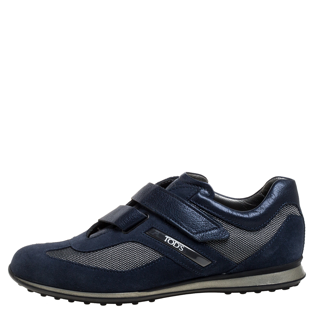 

Tod's Blue Suede Leather And Nylon Low Top Sneakers Size