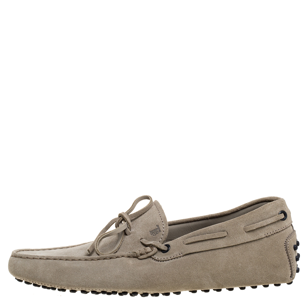 

Tod's Grey Suede Bow Slip On Loafers Size