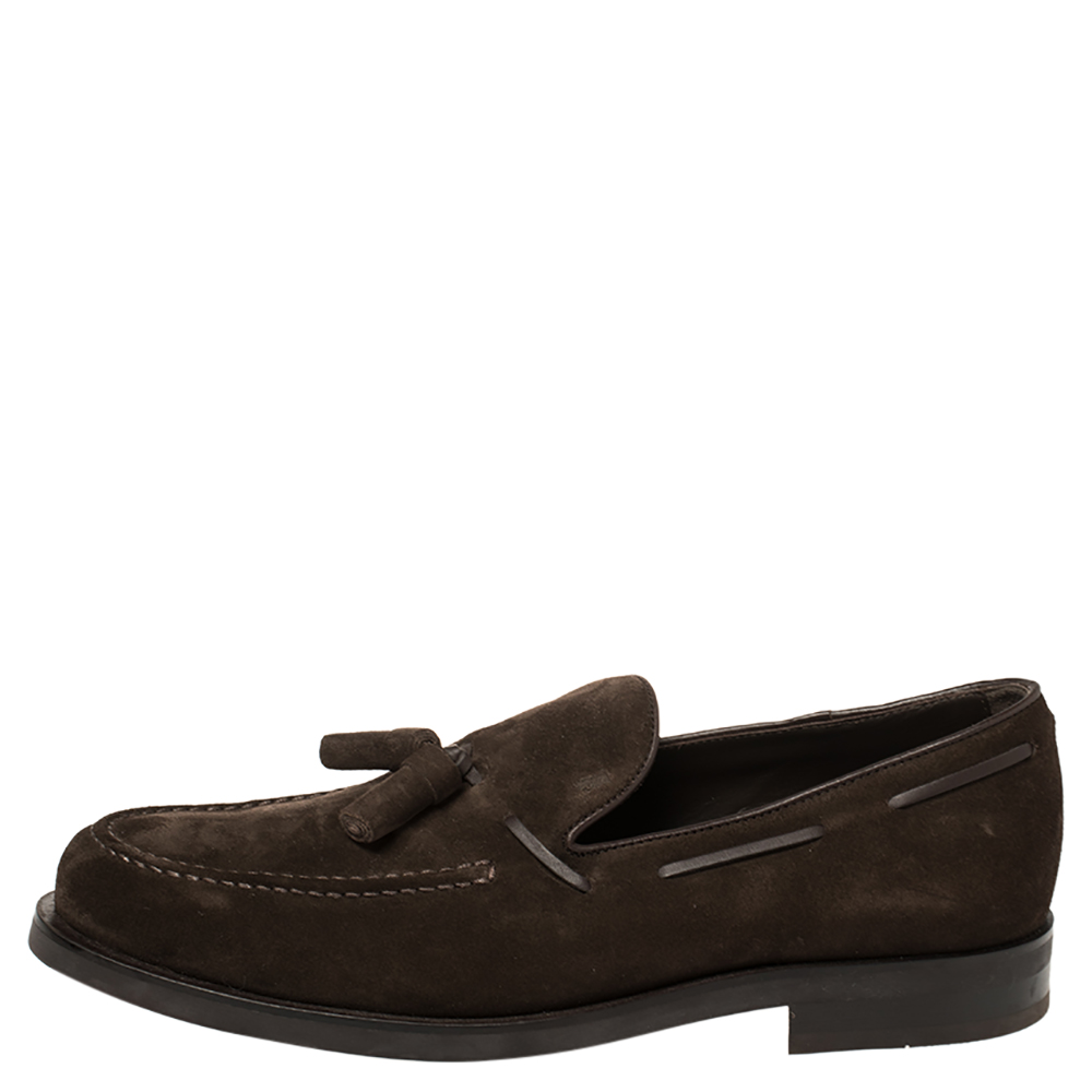 

Tod's Brown Suede Tassel Slip On Loafers Size