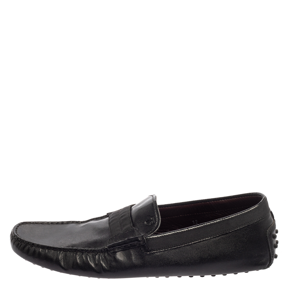 

Tod's Black Leather And Fabric Loafers Size