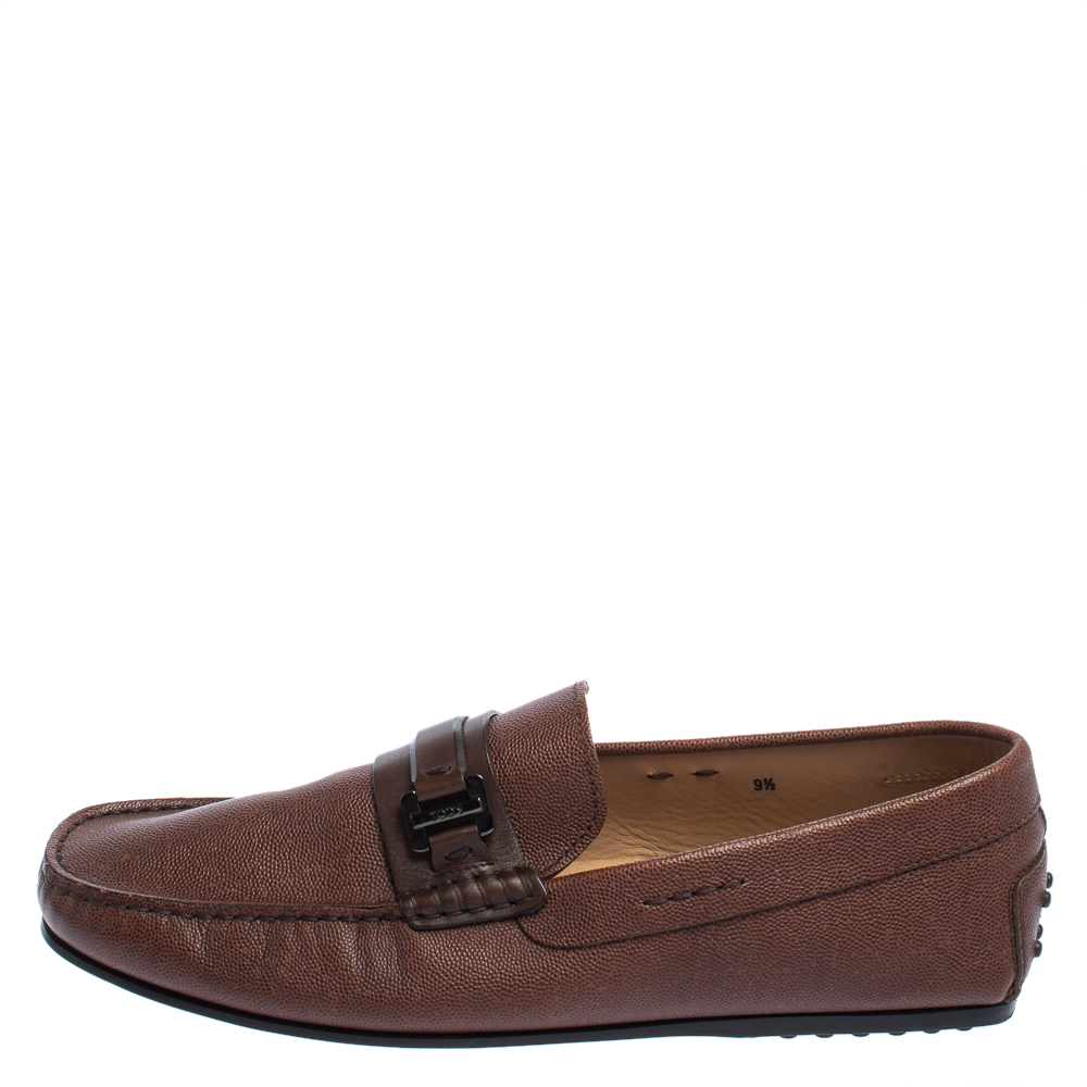 

Tod's Dark Brown Leather Buckle Loafers Size