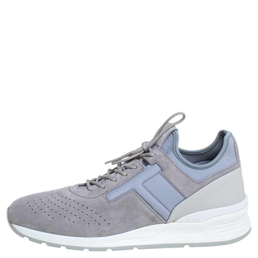 

Tod's Grey Suede And Fabric Lace Up Sneakers Size