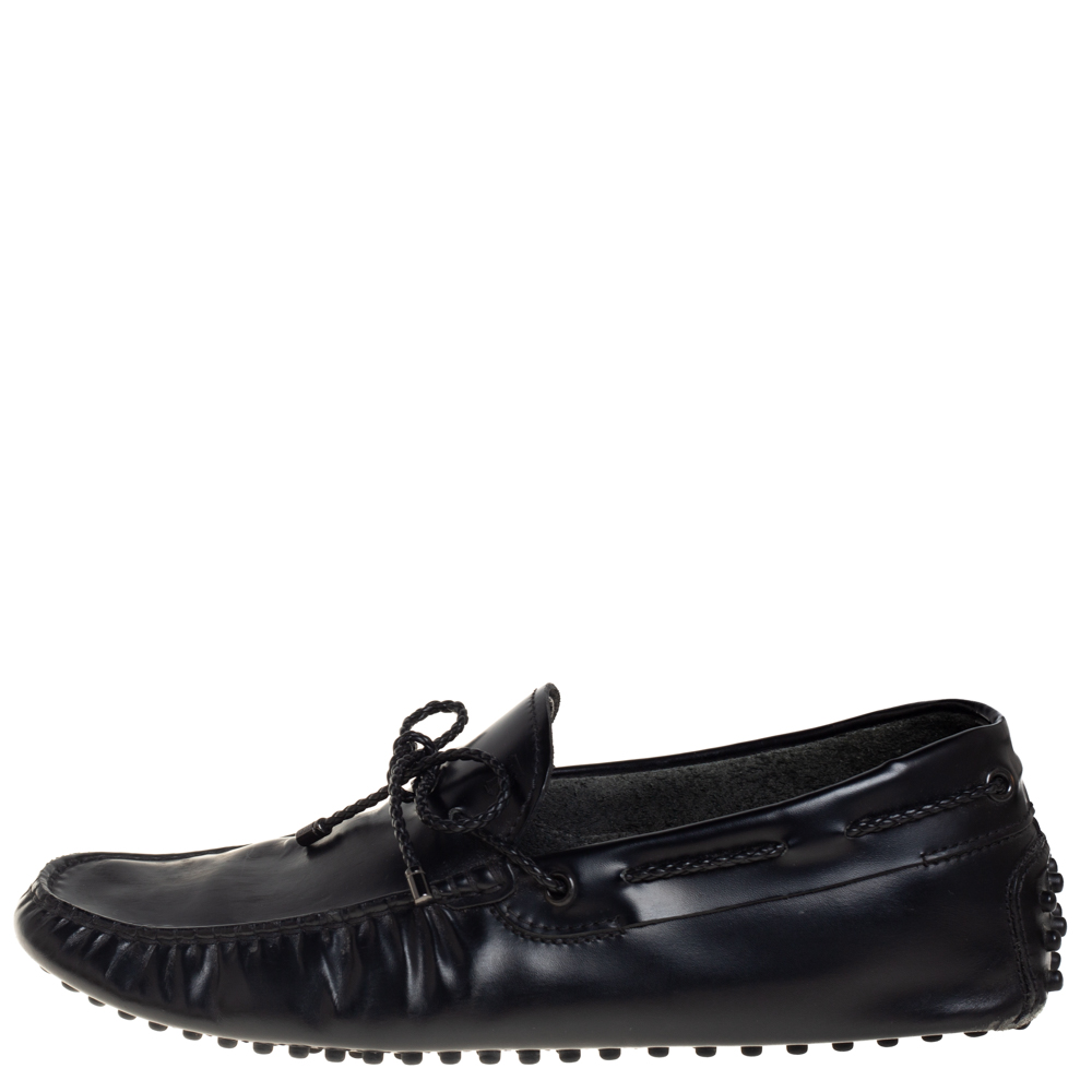 

Tod's Black Leather Bow Slip On Loafers Size