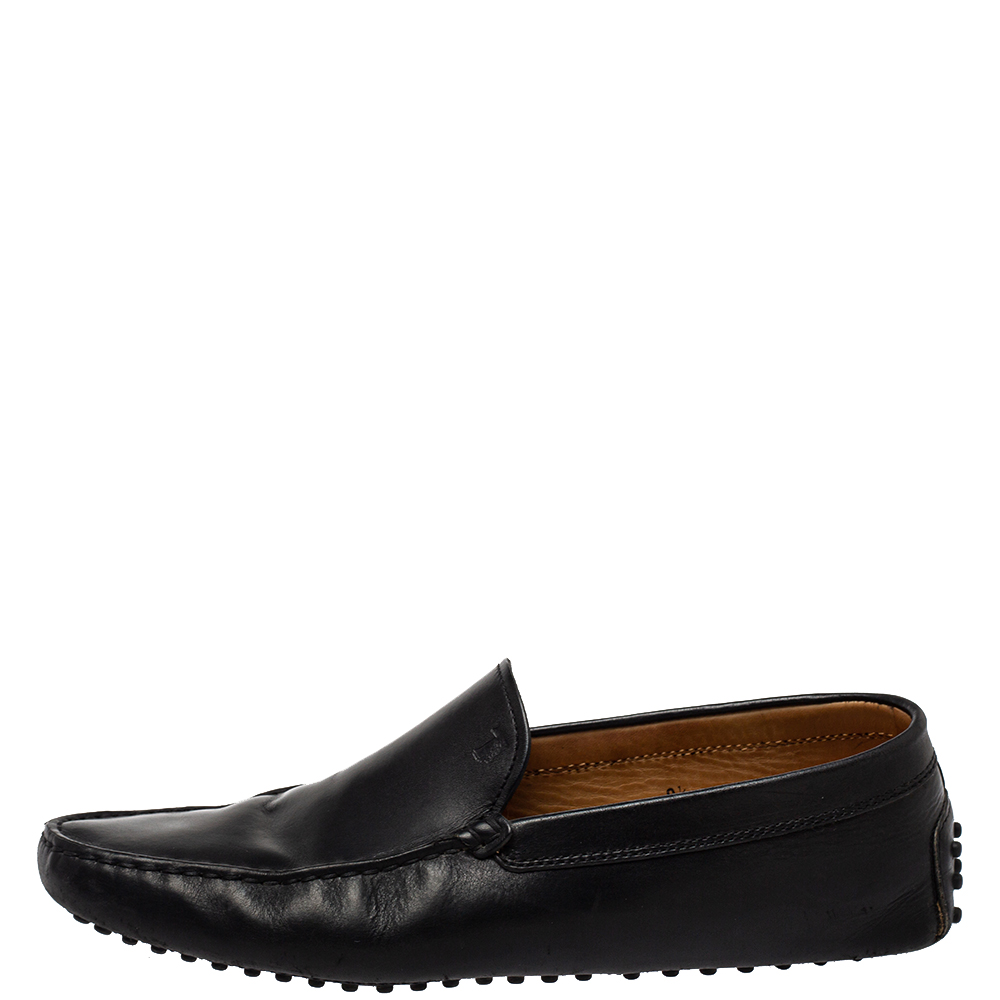 

Tods Black Leather Slip On Loafers Size