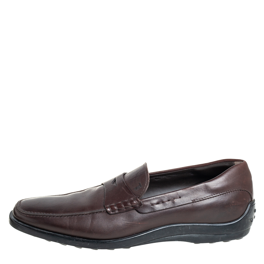 

Tod's Brown Leather Penny Slip On Loafers Size