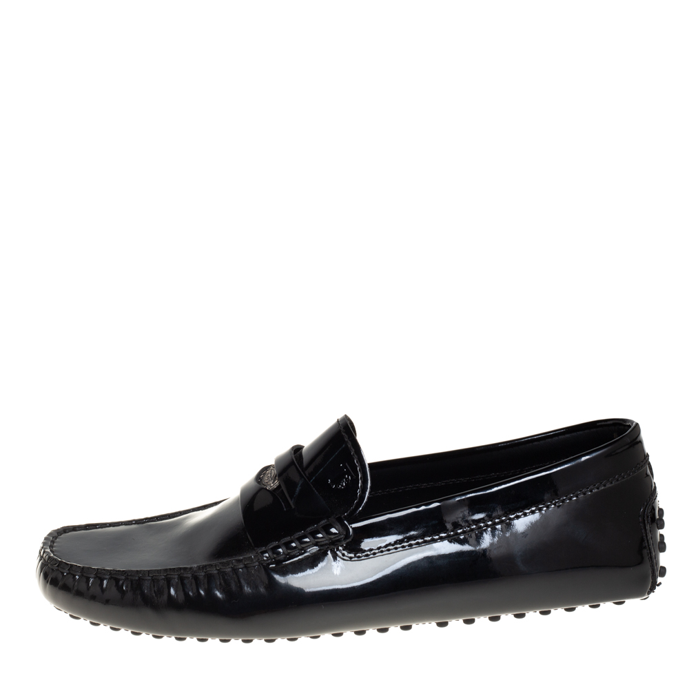 

Tod's Black Patent Leather Penny Slip On Loafers Size