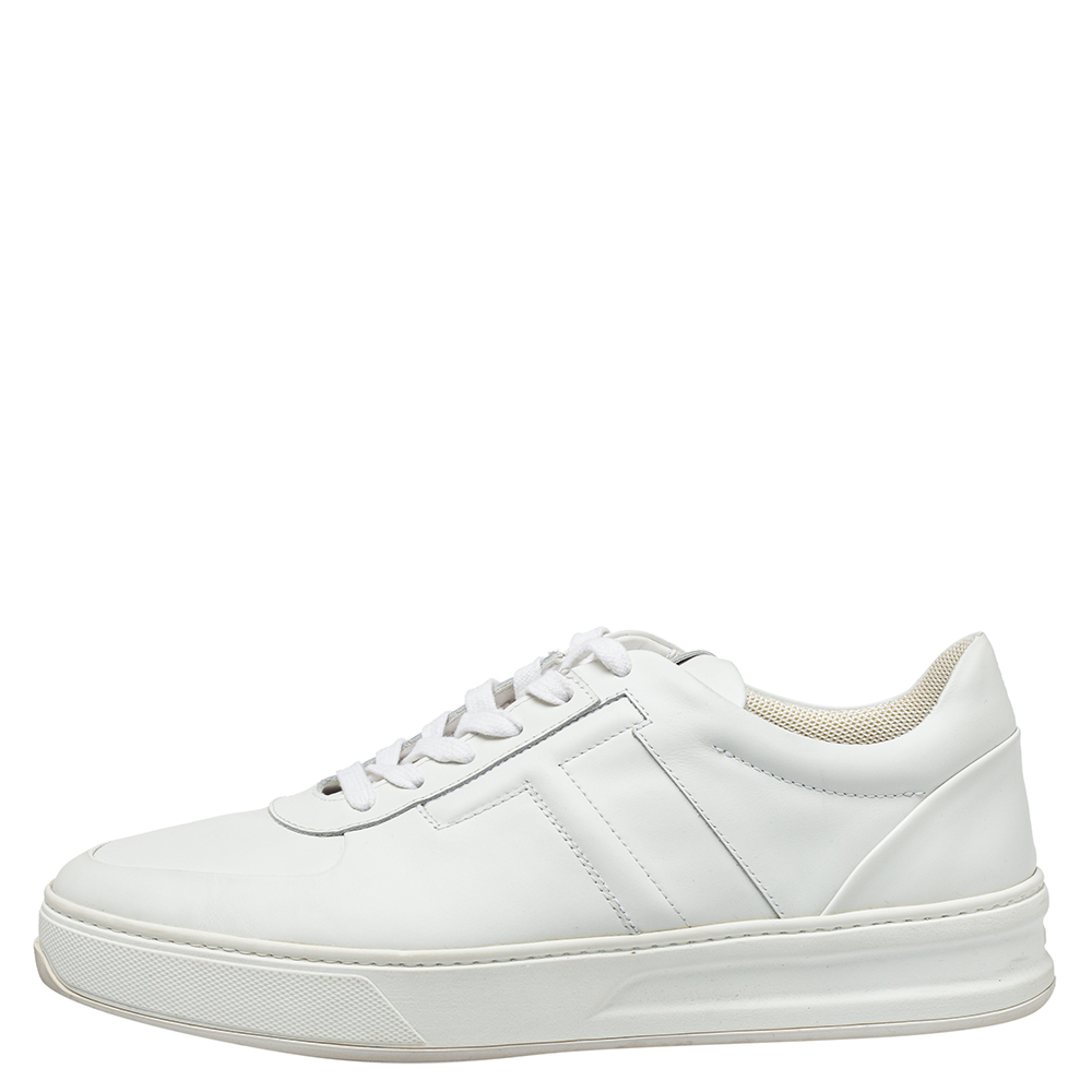 

Tod's White Leather Lace Up Sneakers Size