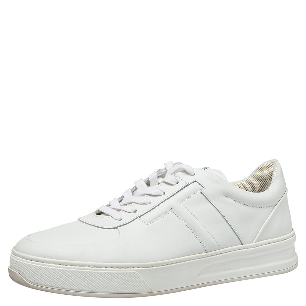Pre-owned Tod's White Leather Lace Up Trainers Size 45