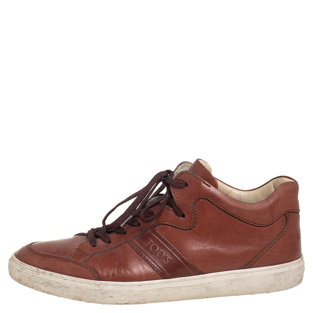 

Tod's Brown Leather Low Top Sneakers Size