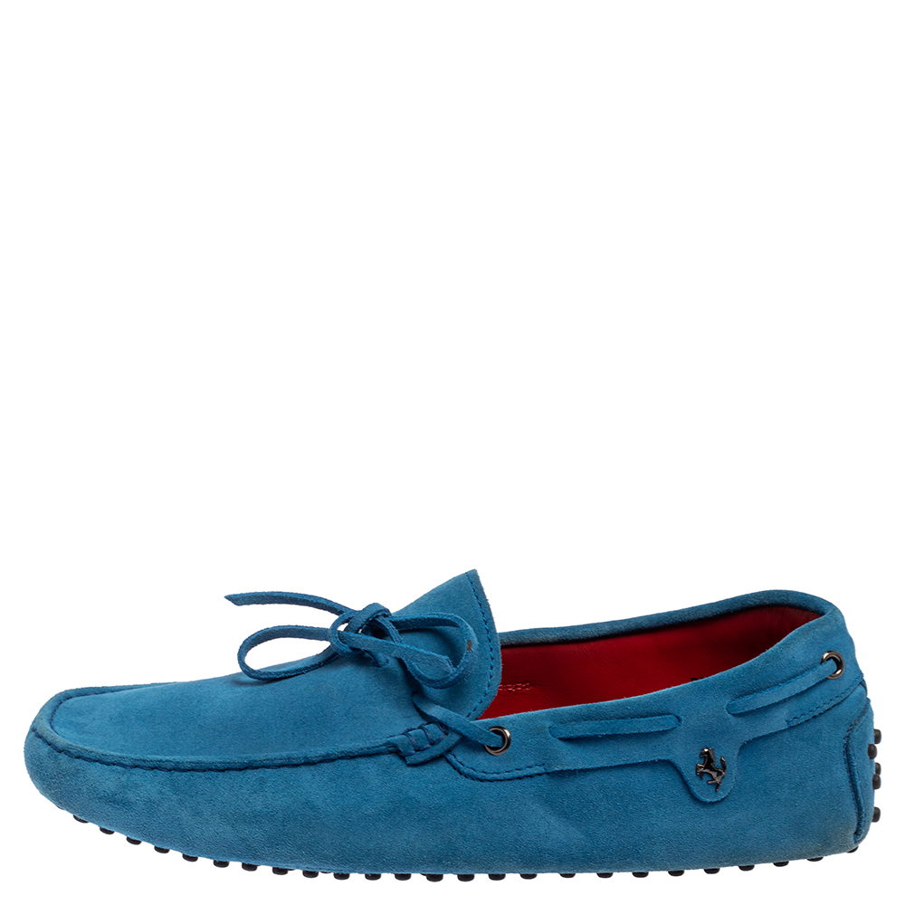 

Tod's Blue Suede Slip On Loafers Size