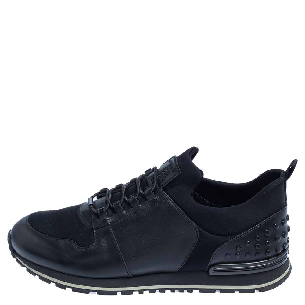 

Tod's Black Leather and Neoprene Low Top Sneakers Size