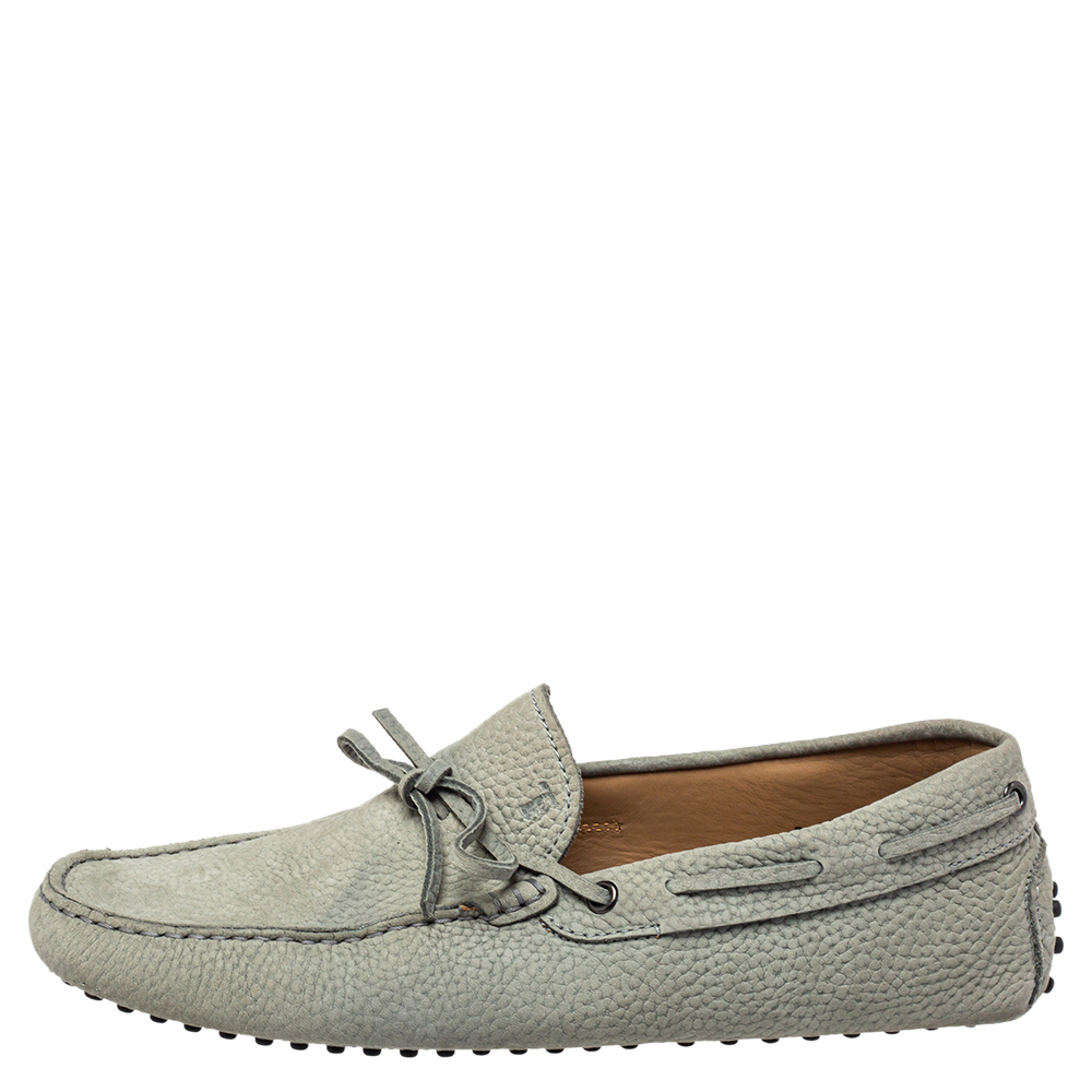 

Tod's Grey Nubuck Slip On Loafers Size