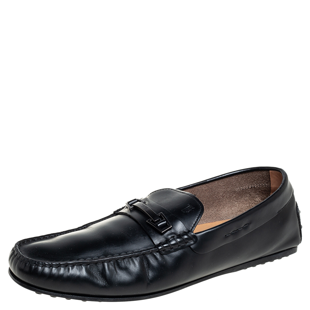 

Tod's Black Leather Slip on Loafer Size
