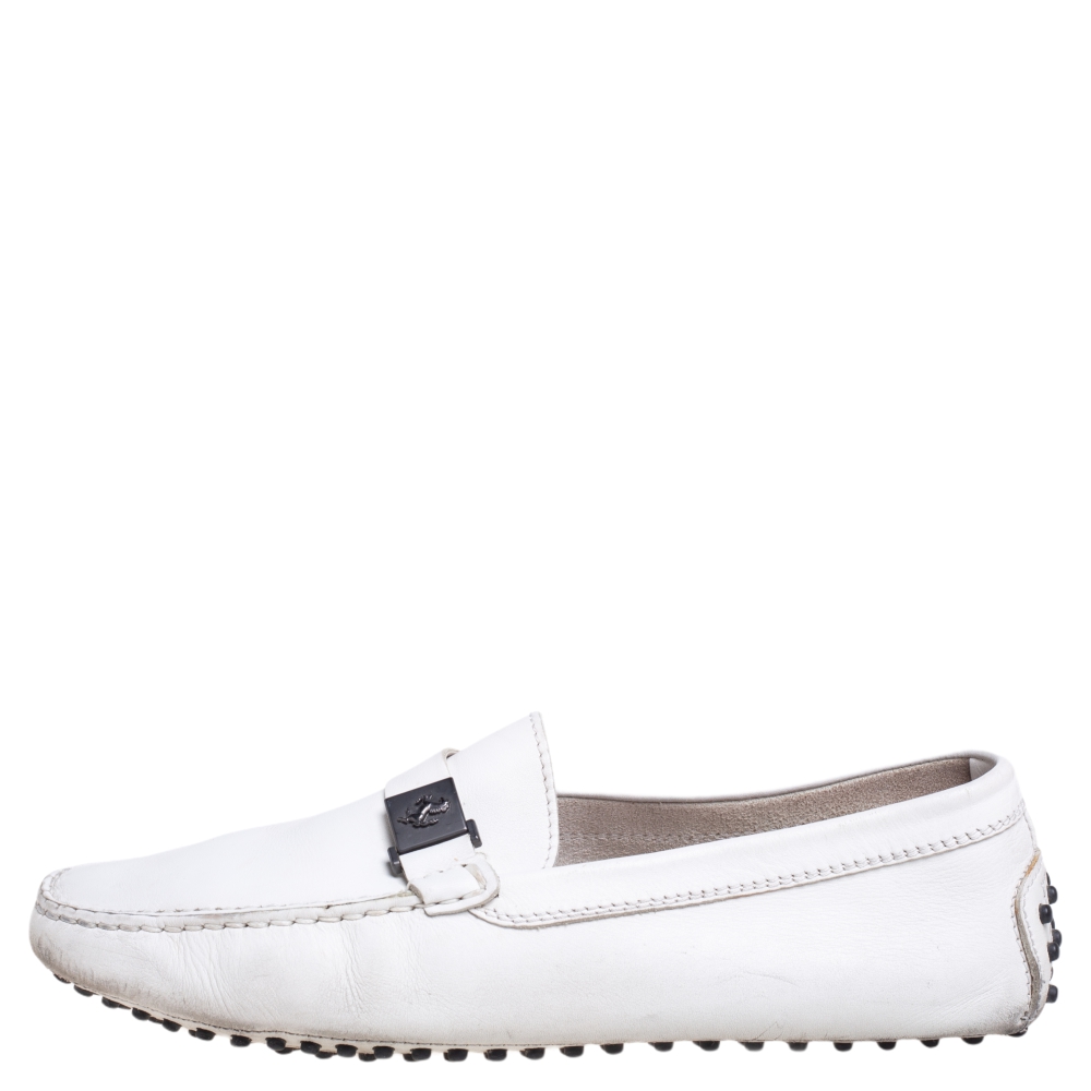 

Tod's For Ferrari White Leather Slip On Loafers Size