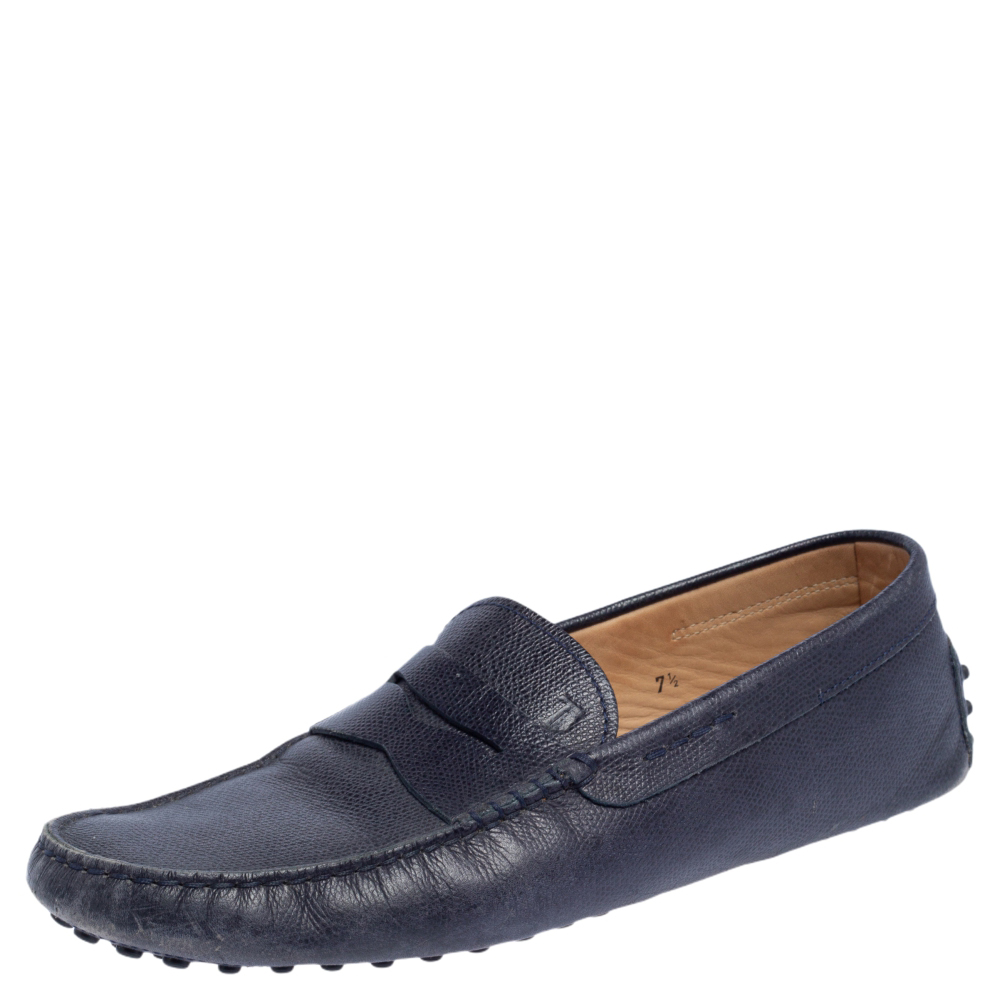 

Tod's Blue Leather Penny Loafers Size