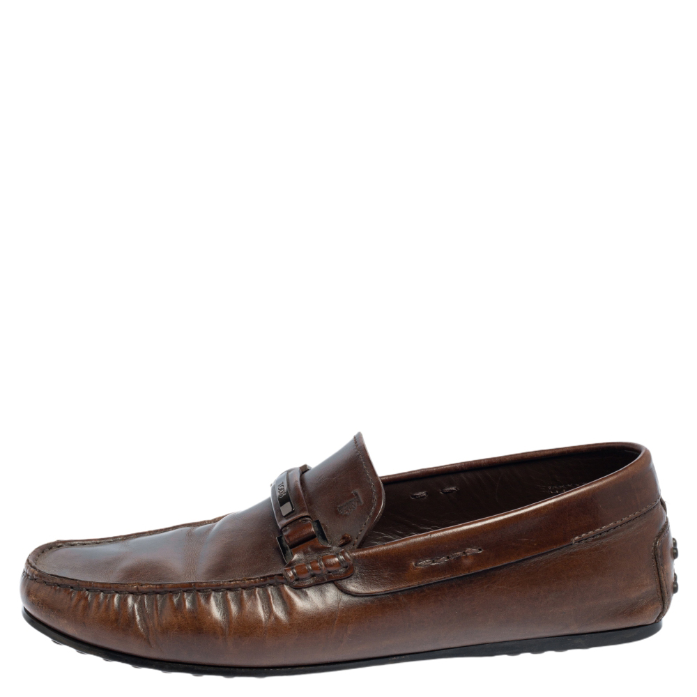 

Tod's Brown Leather Slip On Loafers Size