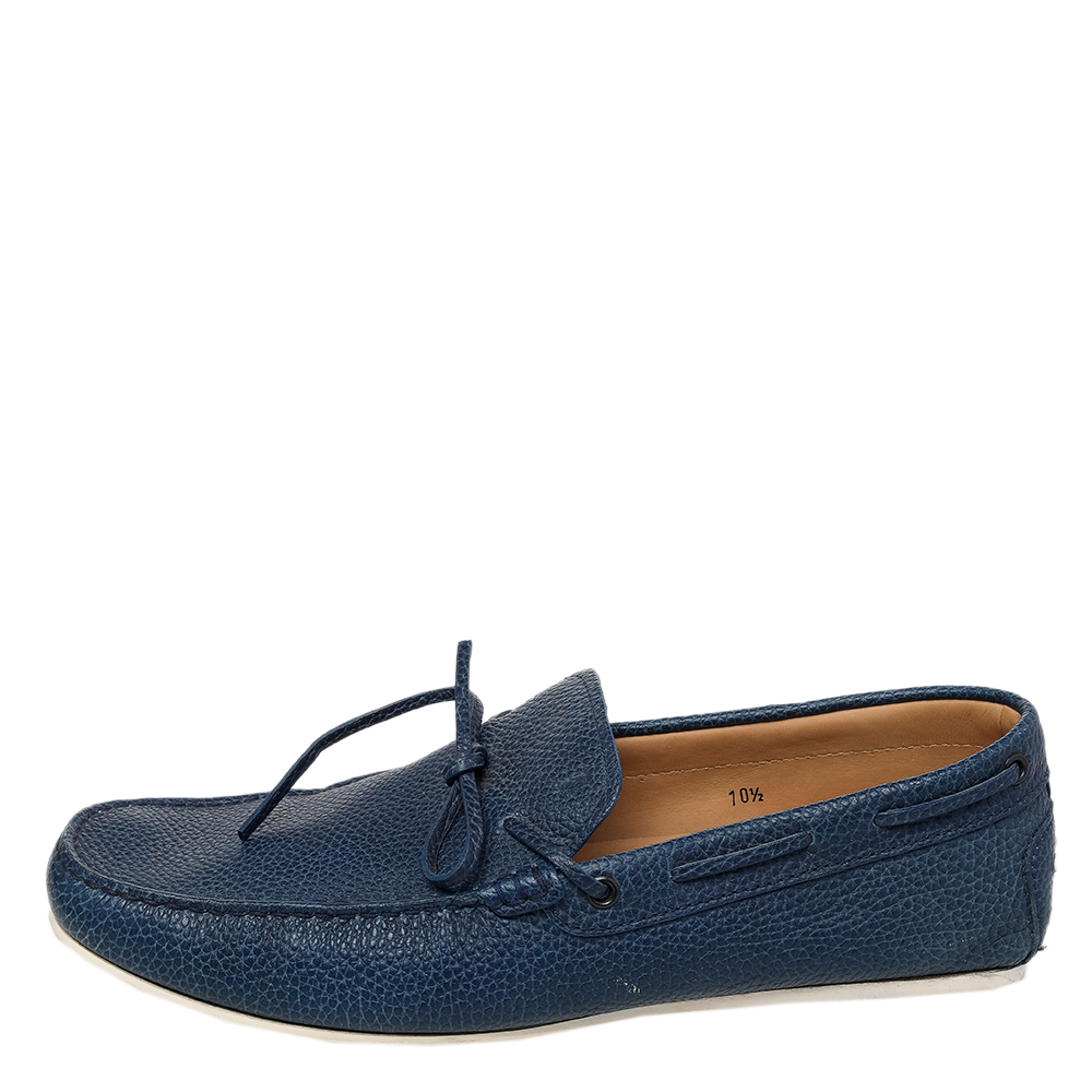 

Tod's Blue Leather Bow Slip On Loafers Size
