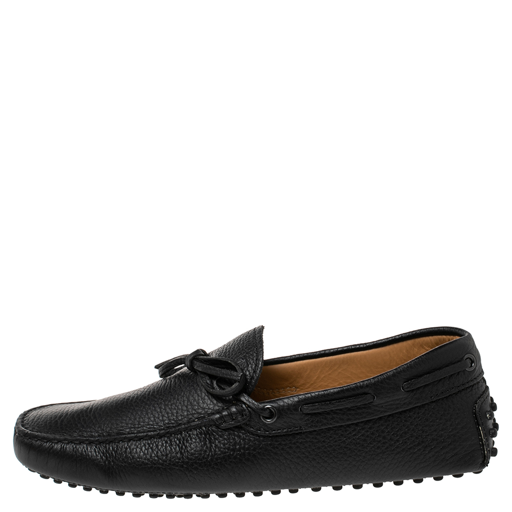 

Tod's Black Leather Bow Driving Loafers Size